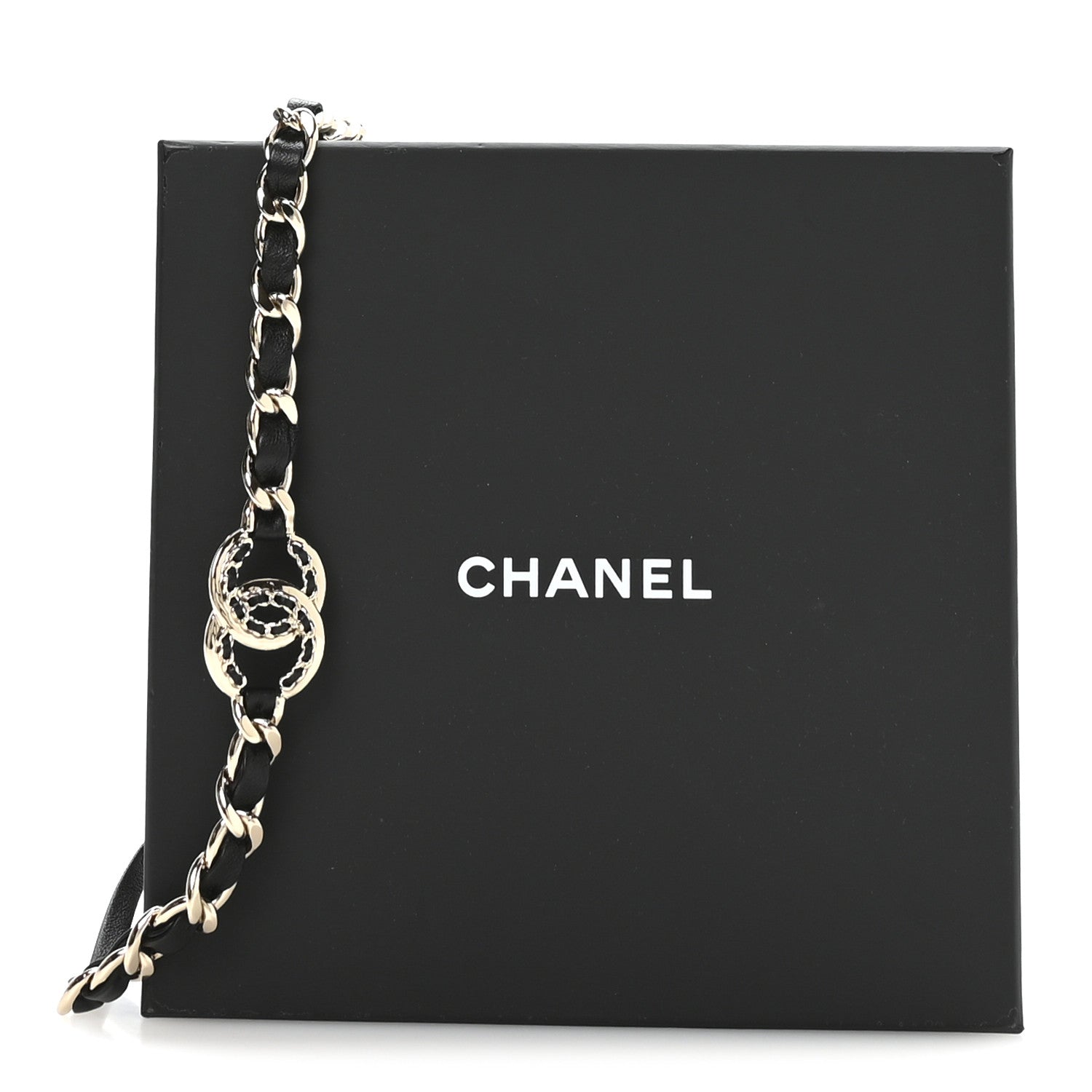 Chanel Metal Lambskin CC Chain Tie Headband Gold Black 5 of 5