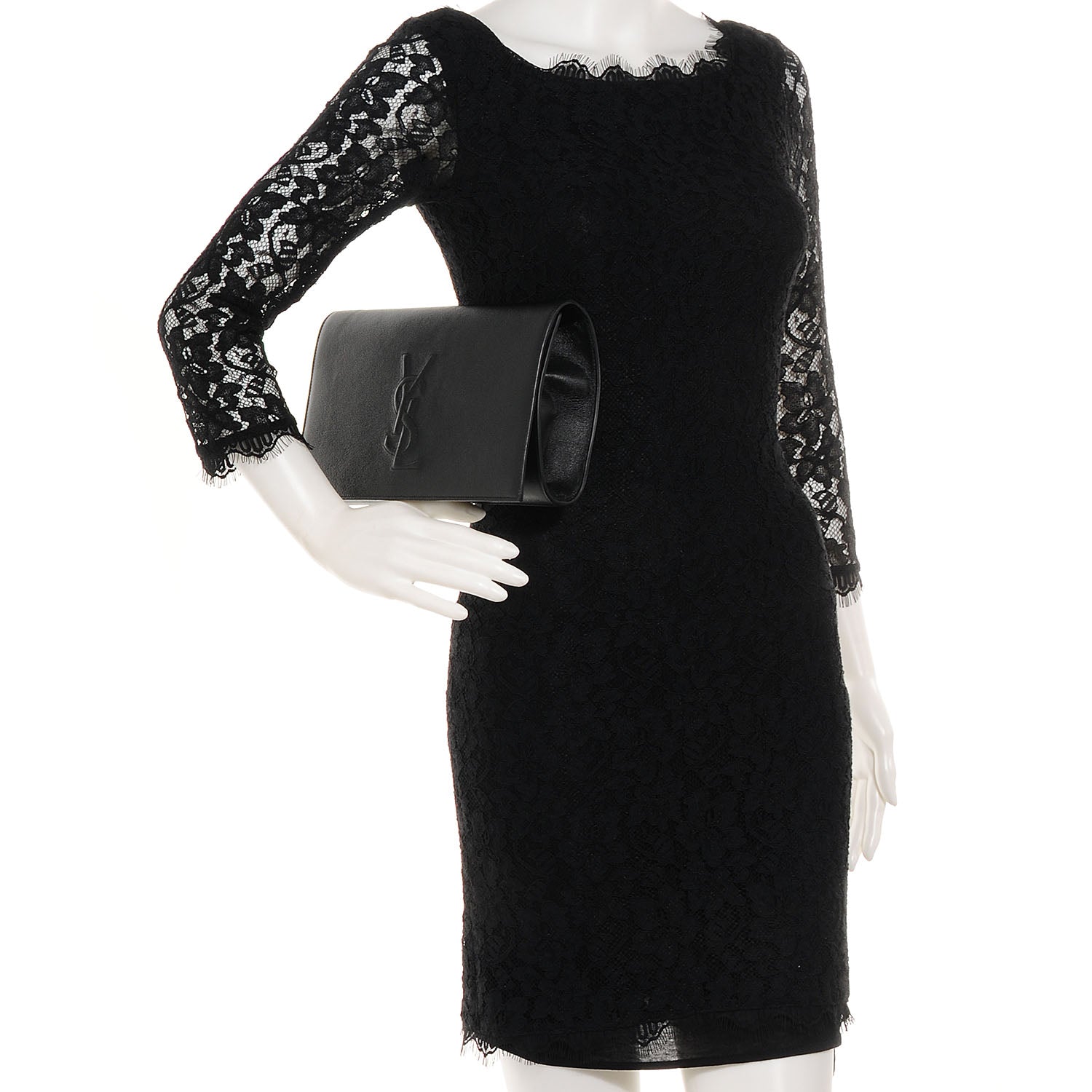 Saint Laurent Calfskin Monogram Large Belle De Jour Clutch Black 2 of 7