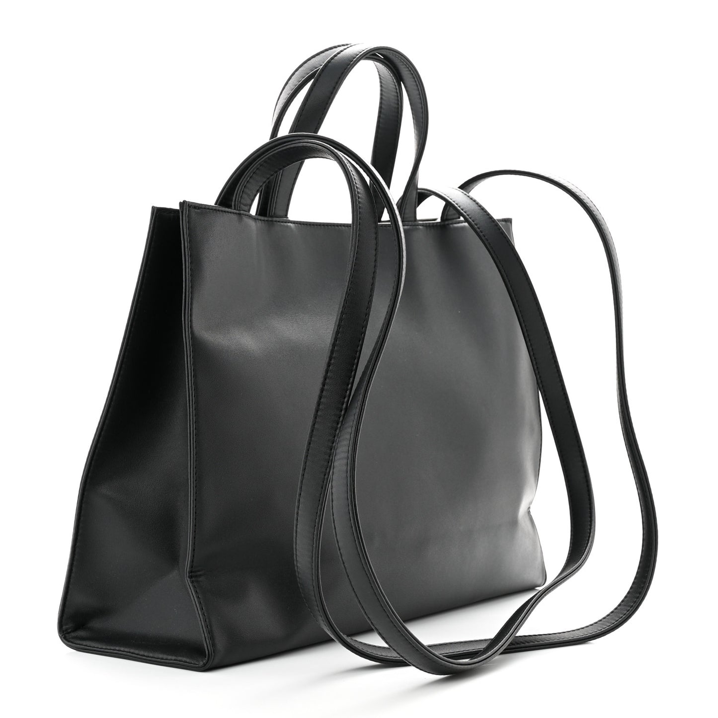 Vegan Leather Medium Shopping Bag Black