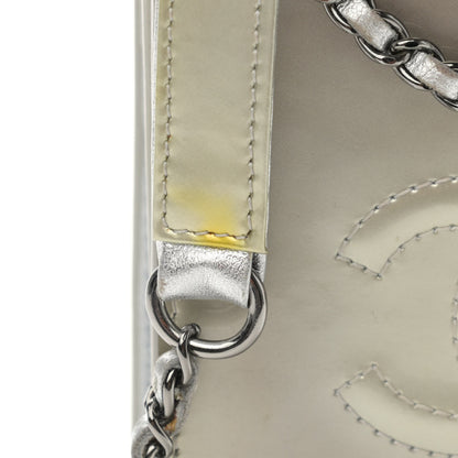 Chanel Metallic Patent Crossbody CC Phone Holder Silver 12 of 12