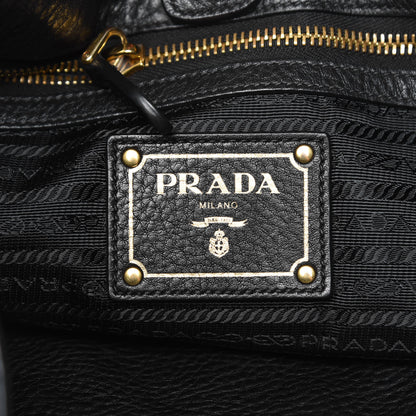 Prada Vitello Daino Logo Hobo Black 6 of 9