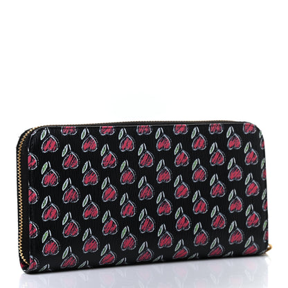 Prada Vitello Move Love Print Metal Zip Around Wallet Black 3 of 6