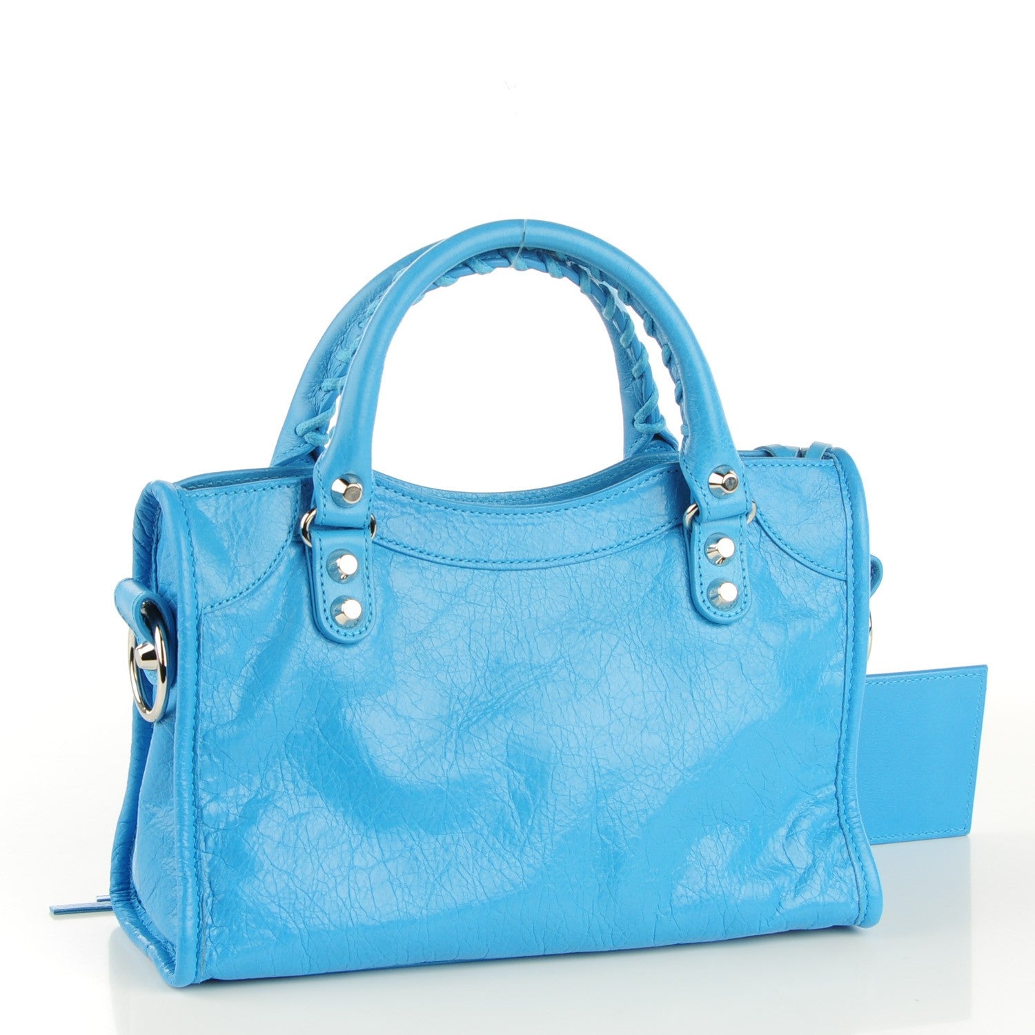 Balenciaga Agneau Classic Silver Hardware Mini City Bleu Azur Clair 4 of 10