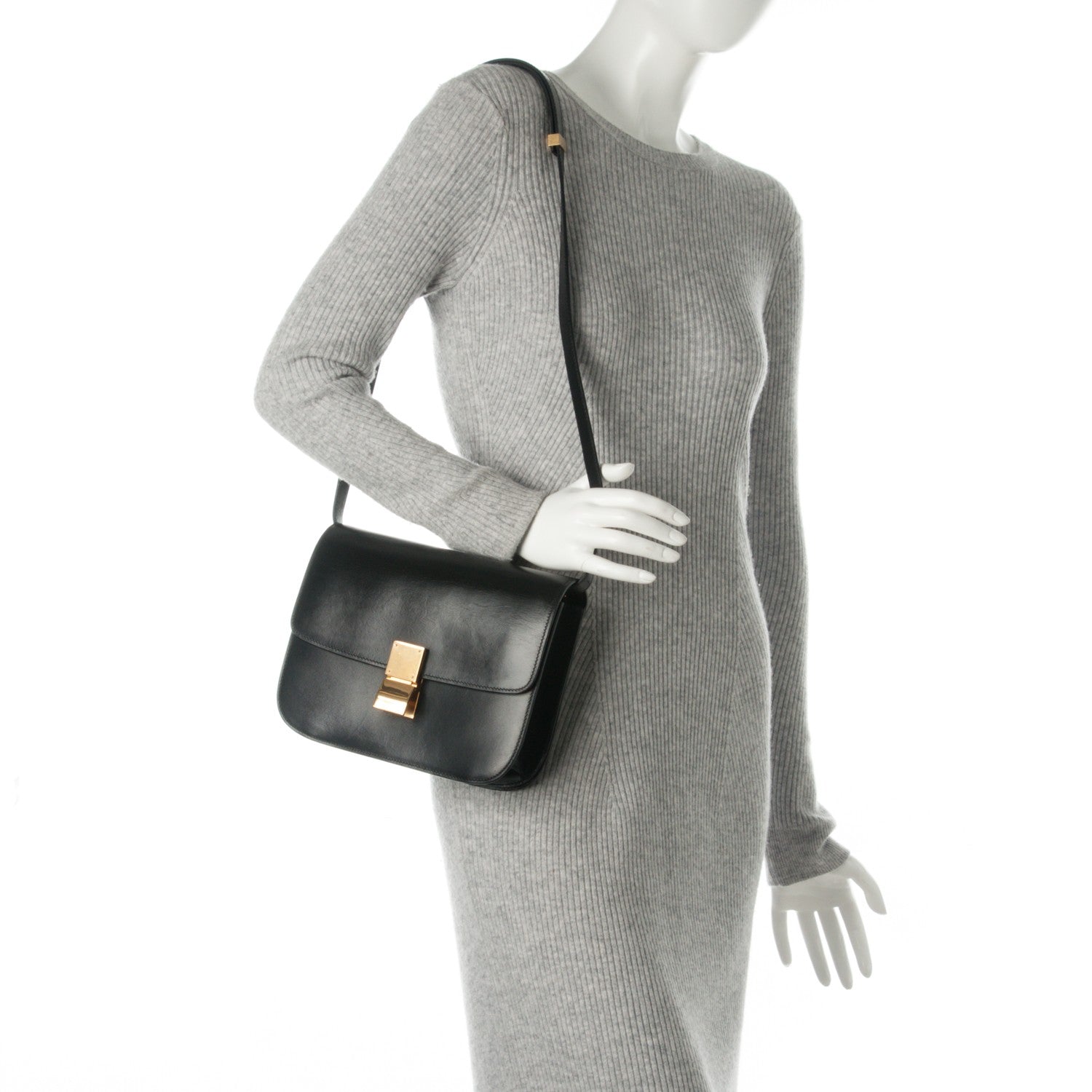 Celine Box Calfskin Medium Classic Box Flap Bag Black 2 of 7
