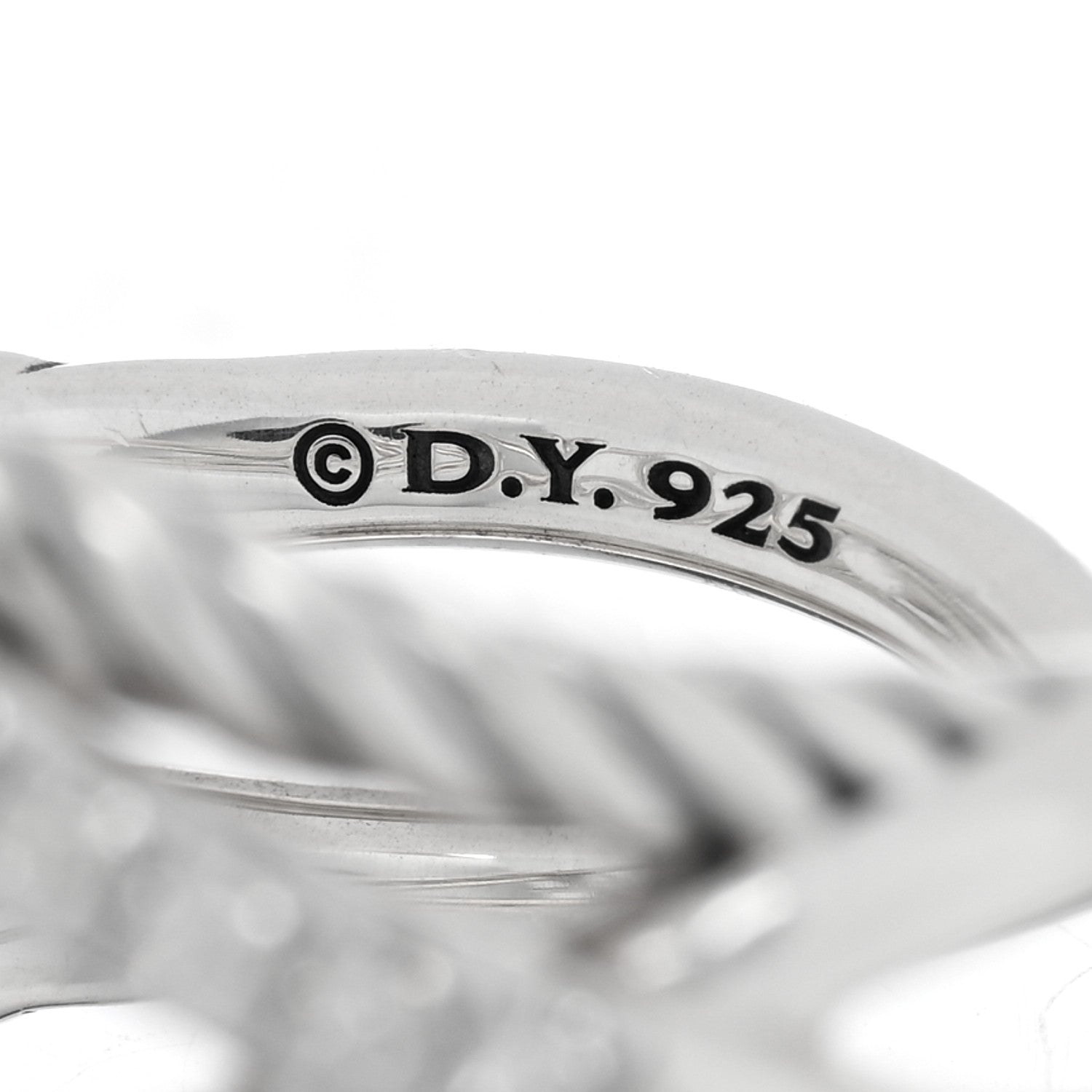 David Yurman Sterling Silver Diamond Quartz 18mm Cable Wrap Ring 53 6.25 5 of 5