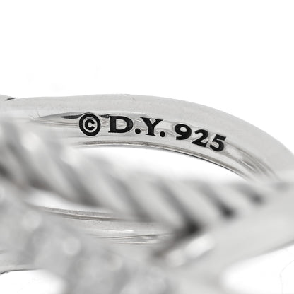 David Yurman Sterling Silver Diamond Quartz 18mm Cable Wrap Ring 53 6.25 5 of 5