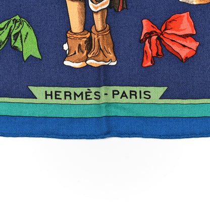 Hermes Cashmere Silk Kachinas Shawl 140 Cobalt 2 of 8