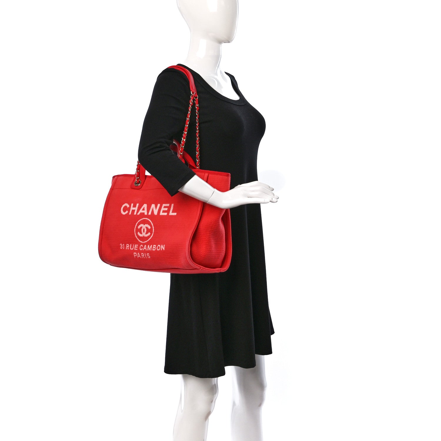 Chanel Mixed Fibers Small Deauville Tote Red 2 of 15