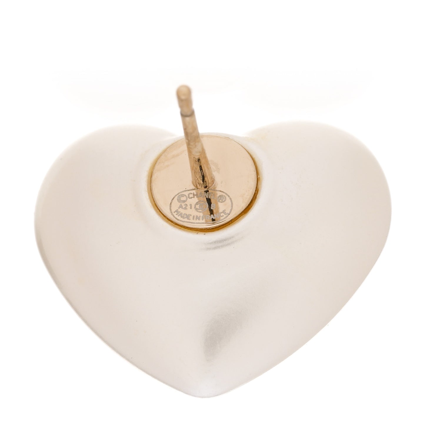 Pearl Crystal CC Heart Earrings Gold