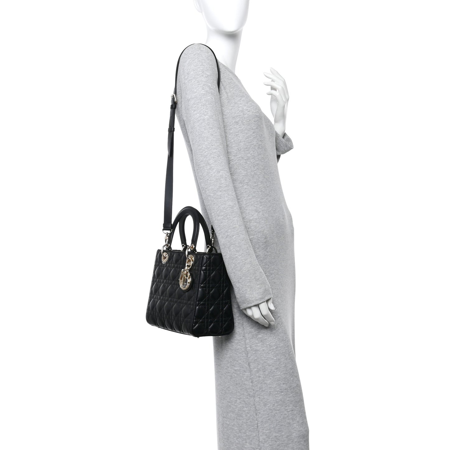 Lambskin Cannage Medium Lady Dior Black