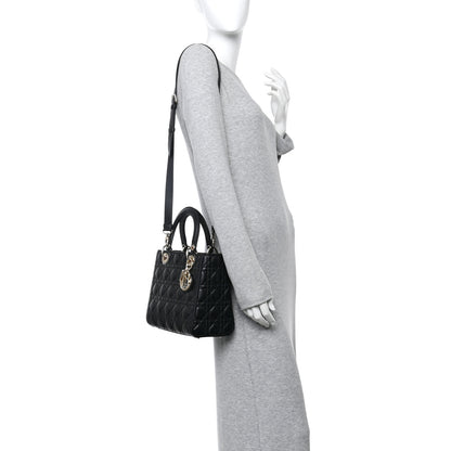 Christian Dior Lambskin Cannage Medium Lady Dior Black 3 of 21