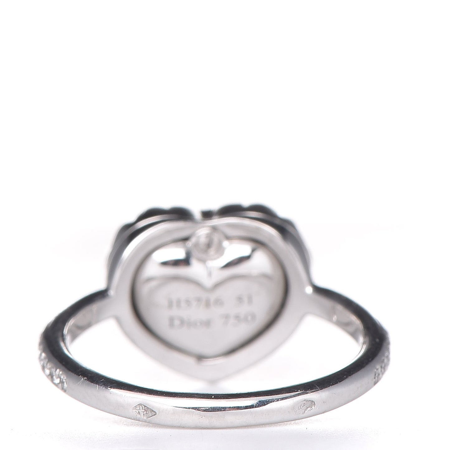 18K White Gold Diamond Opal Heart Ring 51 5.75