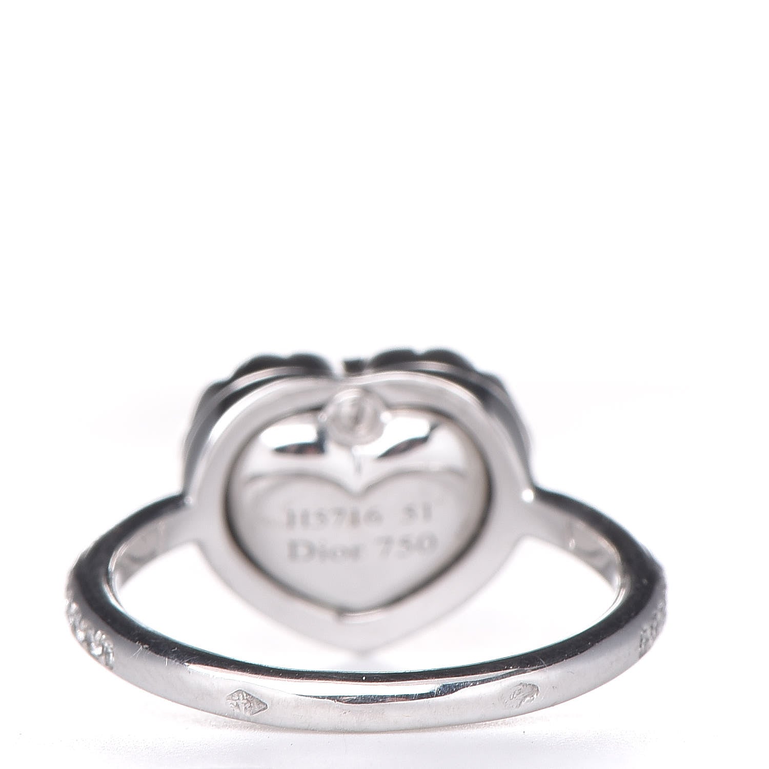 Christian Dior 18K White Gold Diamond Opal Heart Ring 51 5.75 5 of 9