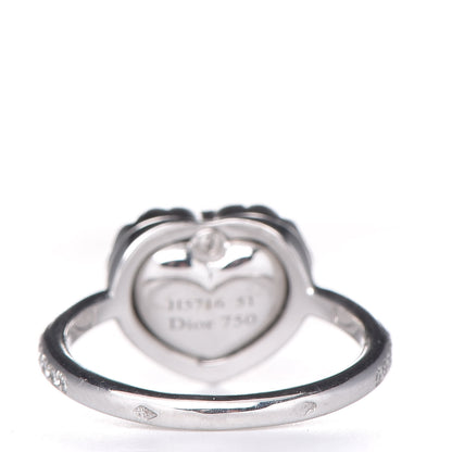 Christian Dior 18K White Gold Diamond Opal Heart Ring 51 5.75 5 of 9