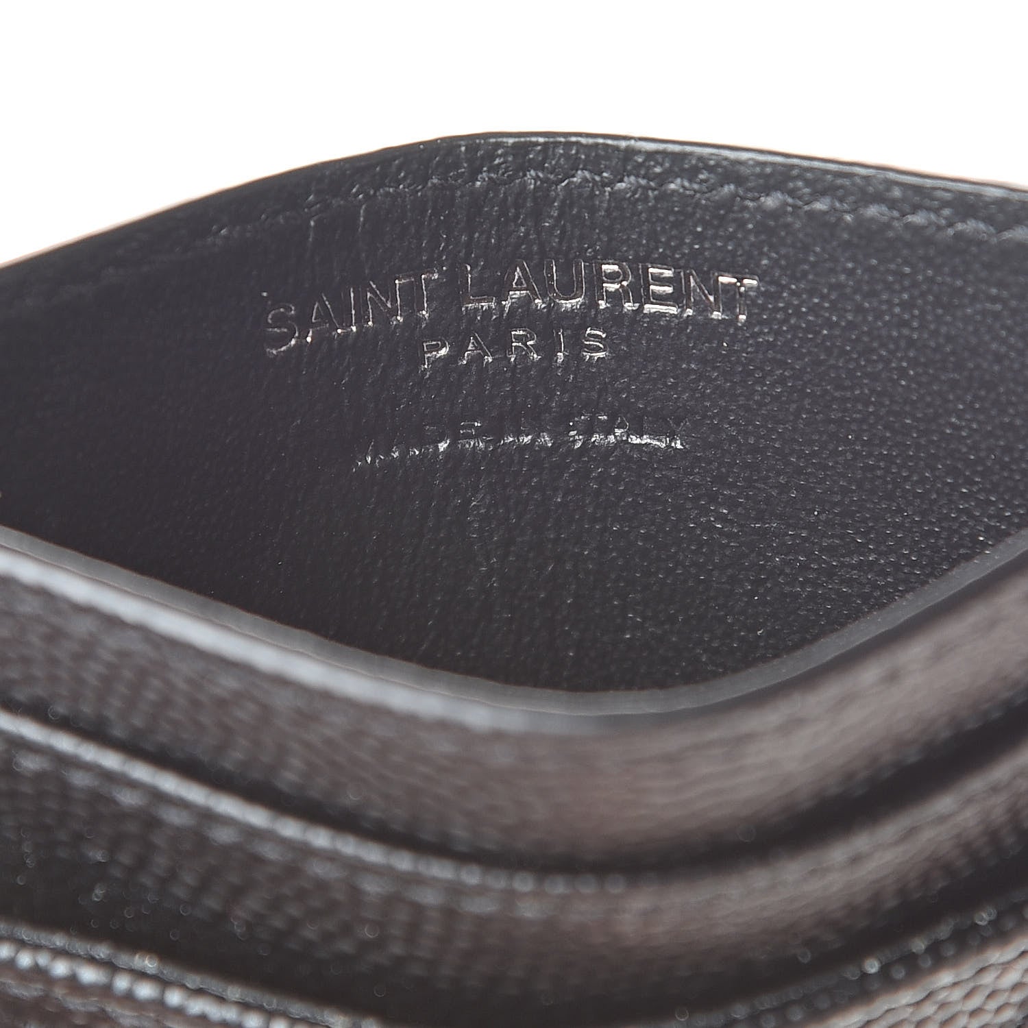 Saint Laurent Grain De Poudre Matelasse Chevron Monogram Credit Card Case Black 6 of 8