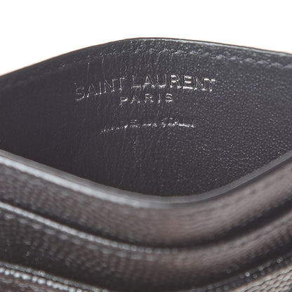 Saint Laurent Grain De Poudre Matelasse Chevron Monogram Credit Card Case Black 6 of 8