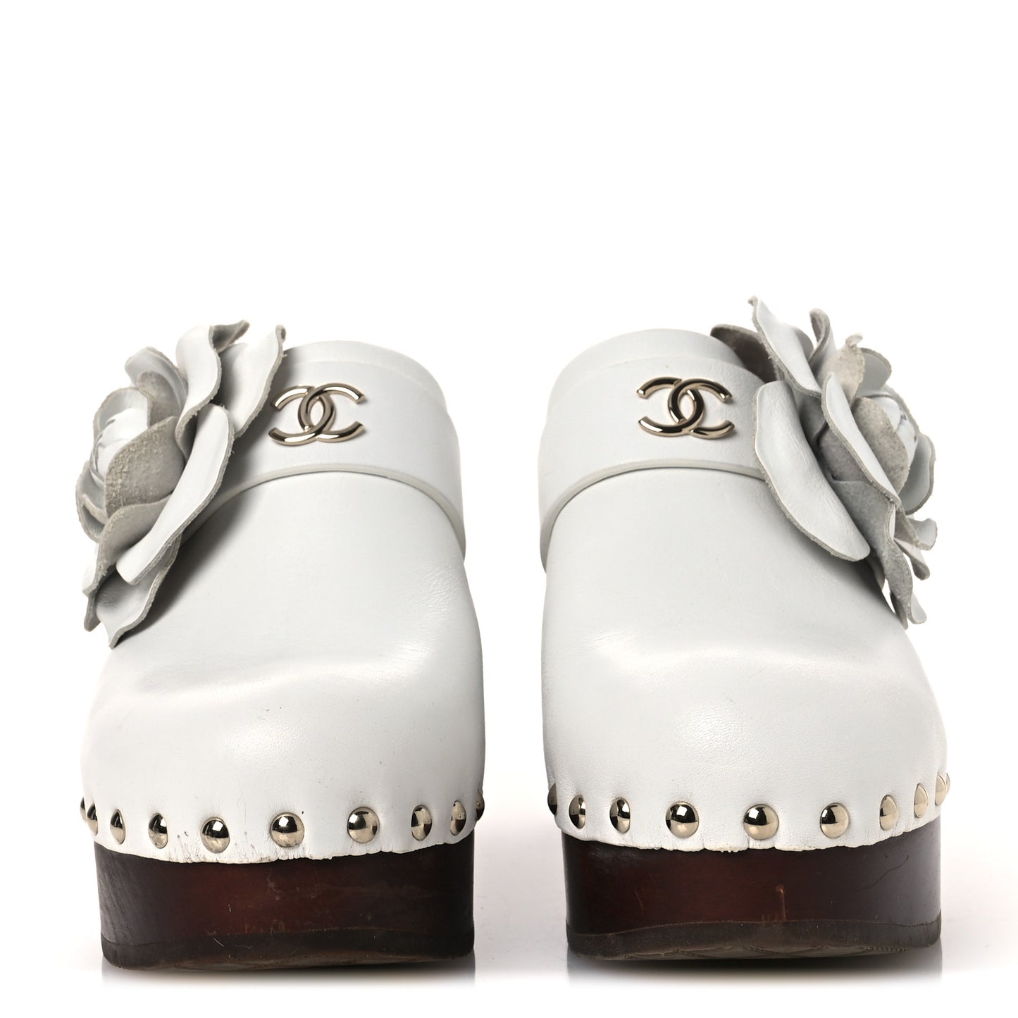 Calfskin Camellia Clogs 35 White