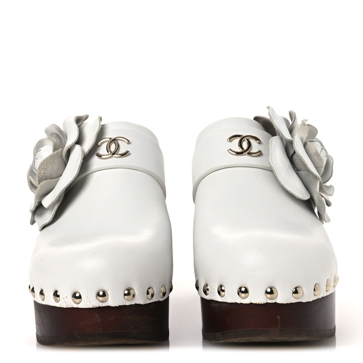 Chanel Calfskin Camellia Clogs 35 White 3 of 14