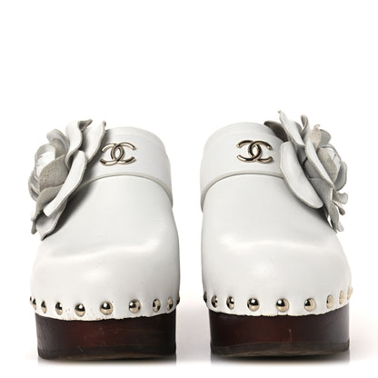 Chanel Calfskin Camellia Clogs 35 White 3 of 14