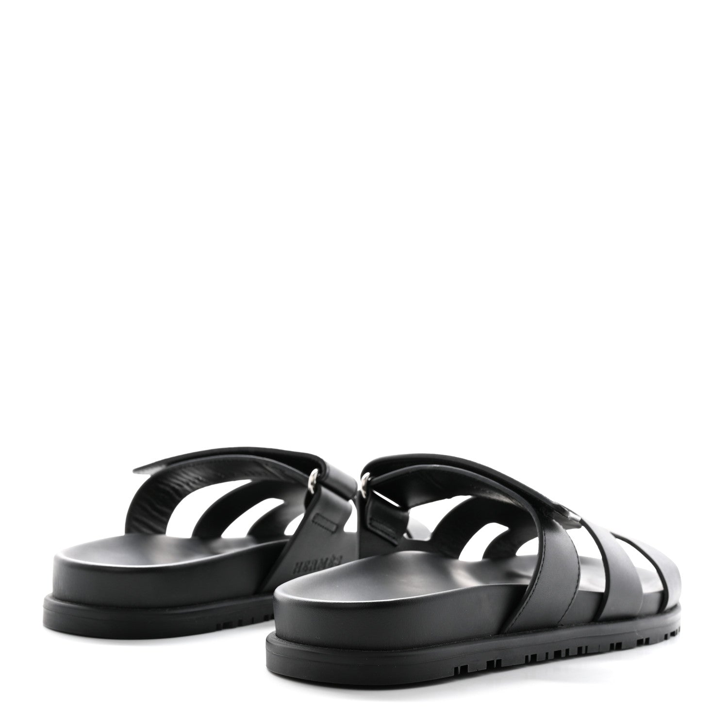 Hermes Calfskin Womens Chypre Sandals 37.5 Black 4 of 10