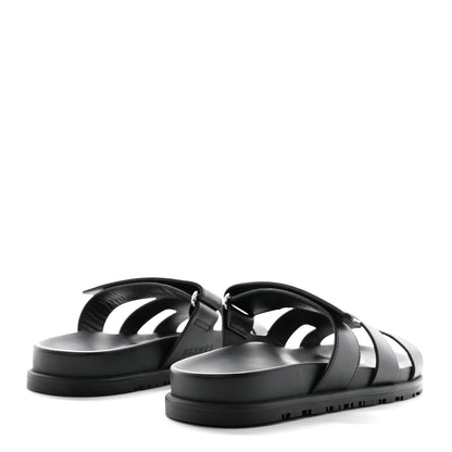 Hermes Calfskin Womens Chypre Sandals 37.5 Black 4 of 10