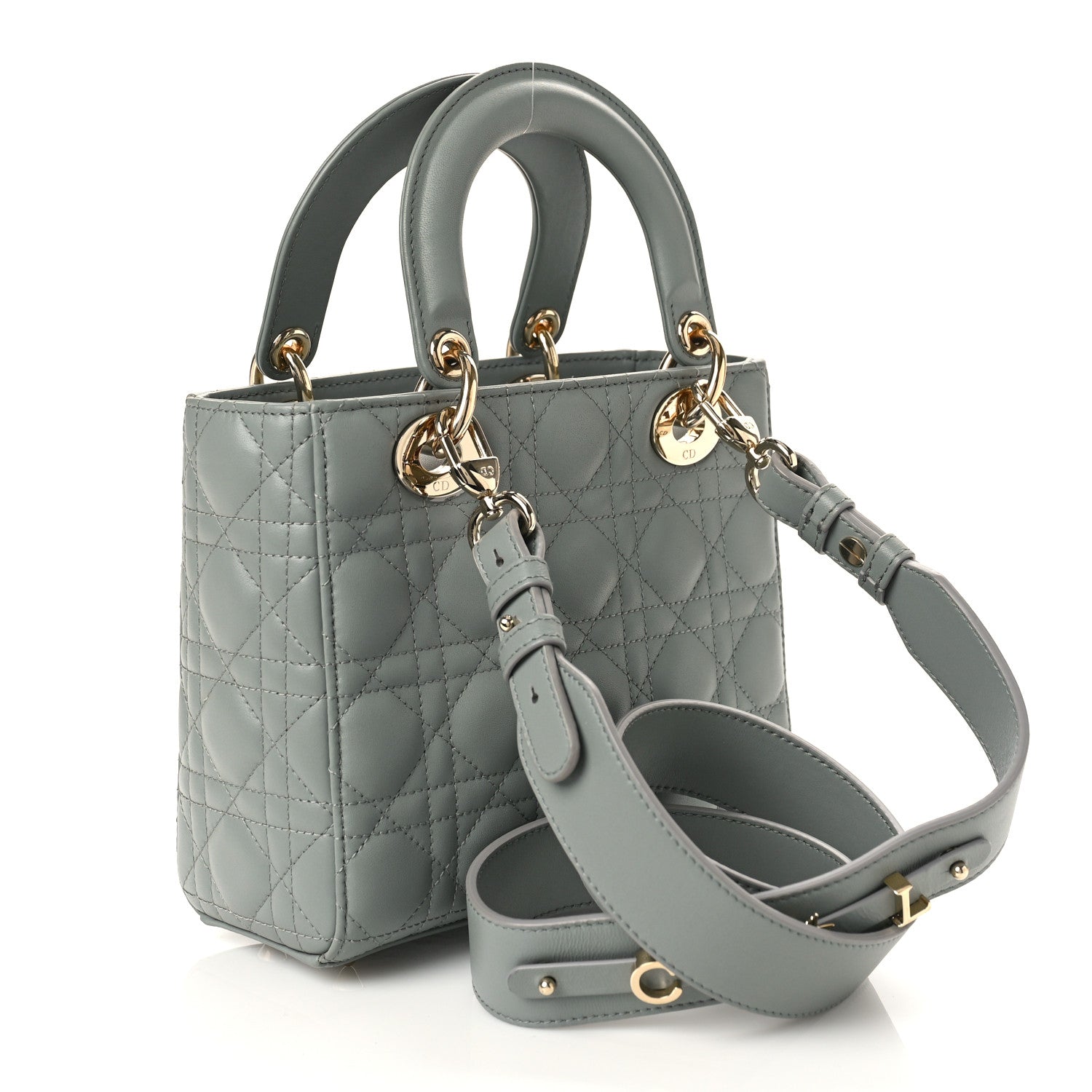 Christian Dior Lambskin Cannage Small My ABCDior Lady Dior Grey 3 of 8