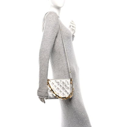 Louis Vuitton Metallic Lambskin Embossed Monogram Coussin BB Silver 2 of 11