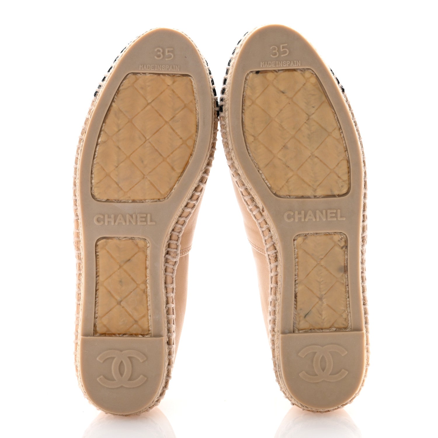 Chanel Lambskin CC Espadrilles 35 Beige Black 5 of 10