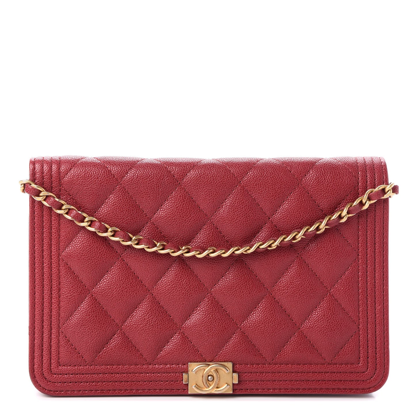 Caviar Quilted Boy Wallet On Chain WOC Red