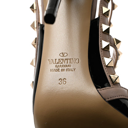 Valentino Garavani Patent Nappa Rockstud Ankle Strap 100mm Pumps 36 Black Poudre 8 of 9