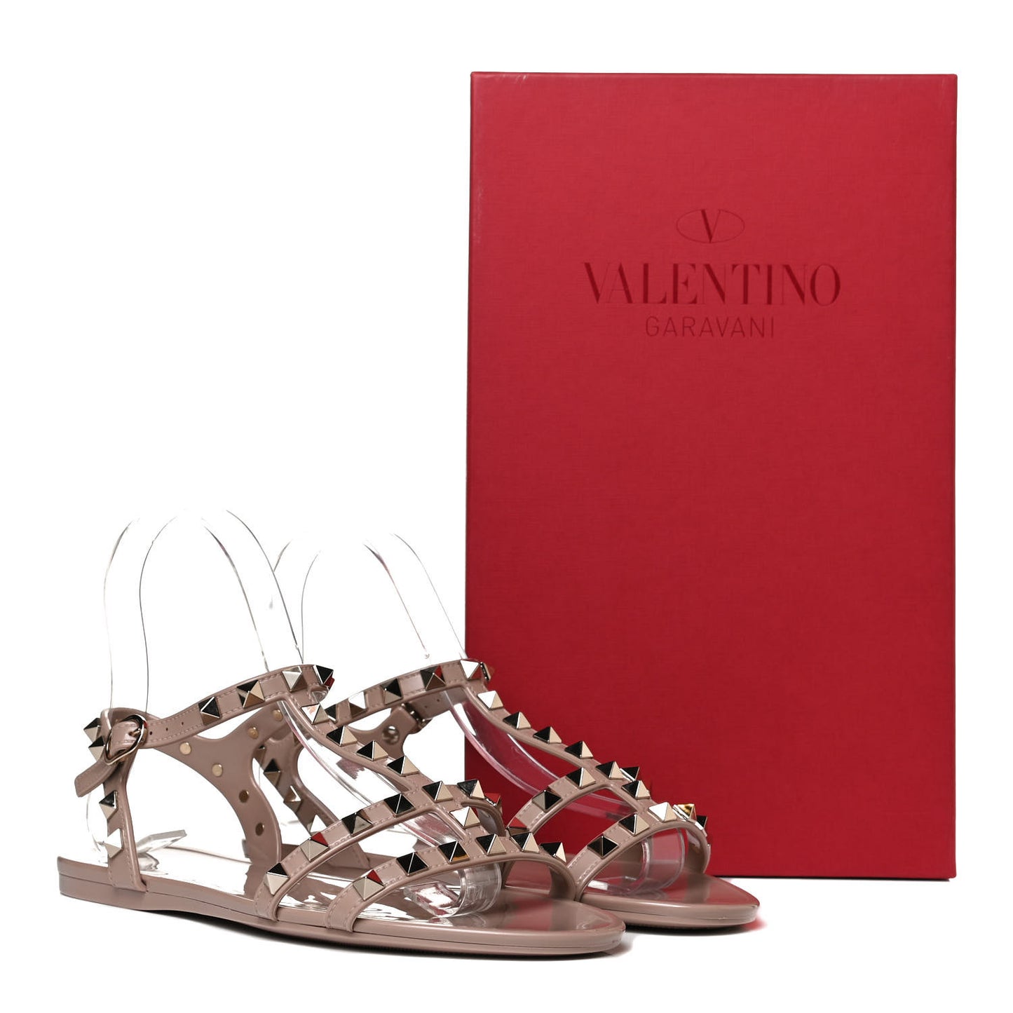 PVC Jelly Rockstud Caged Sandals 36 Poudre