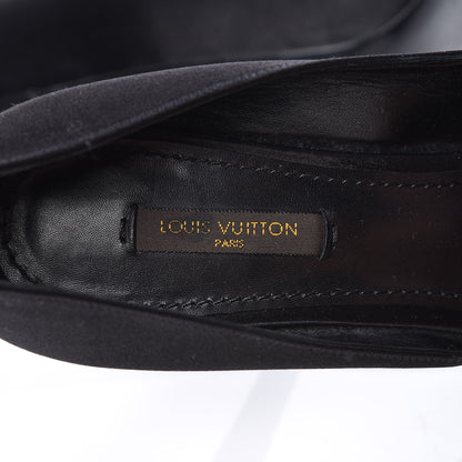 Louis Vuitton Satin Athen Peep Toe Pumps 38 Black 6 of 10
