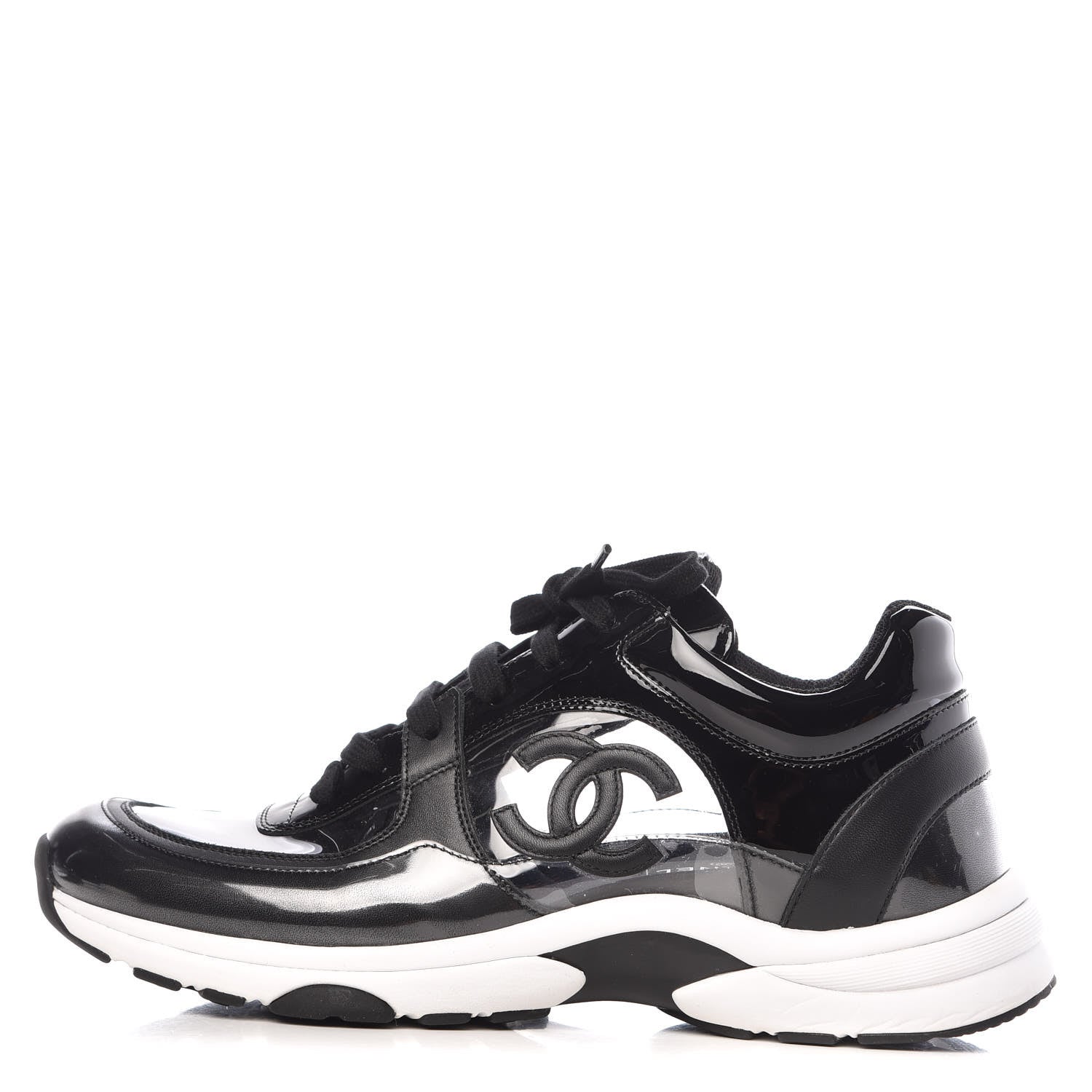 Chanel Calfskin Patent Transparent Sneakers 40.5 Black 1 of 9