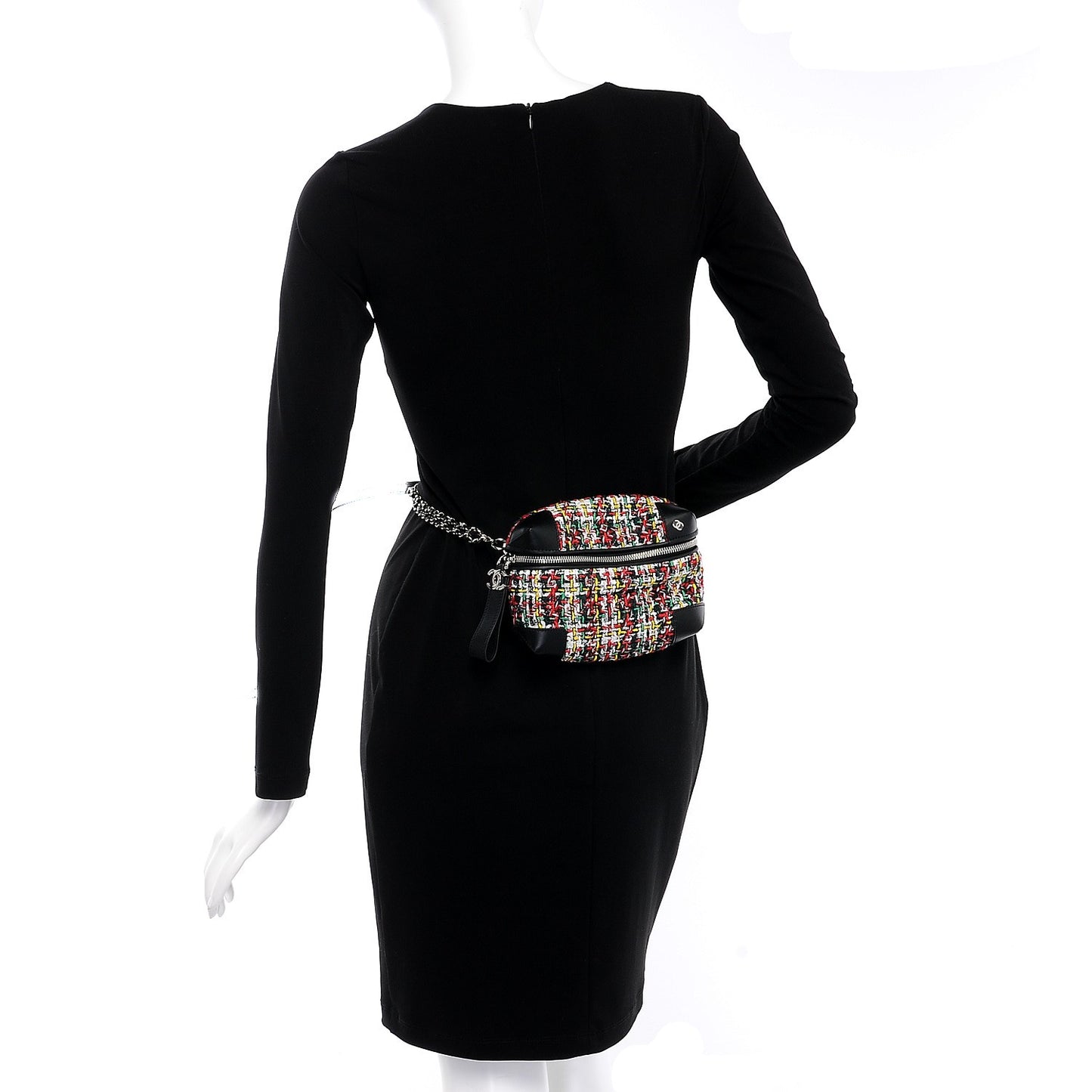 Tweed Calfskin Waist Bag Black Multicolor
