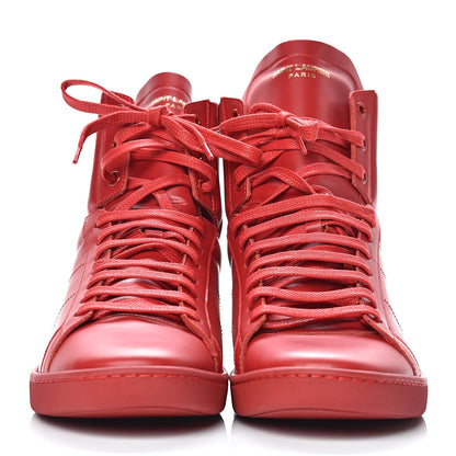 Saint Laurent Calfskin Mens Court Classic SL/01H High Top Sneakers 44 New Red 2 of 13