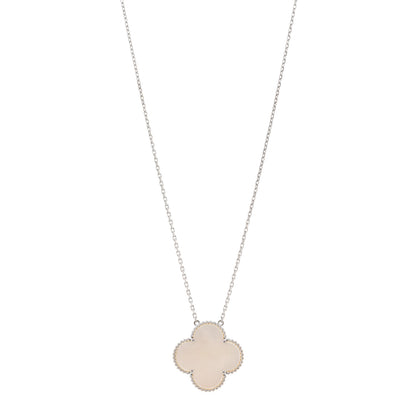 Van Cleef & Arpels 18K White Gold Mother of Pearl Magic Alhambra Pendant Necklace 1 of 4