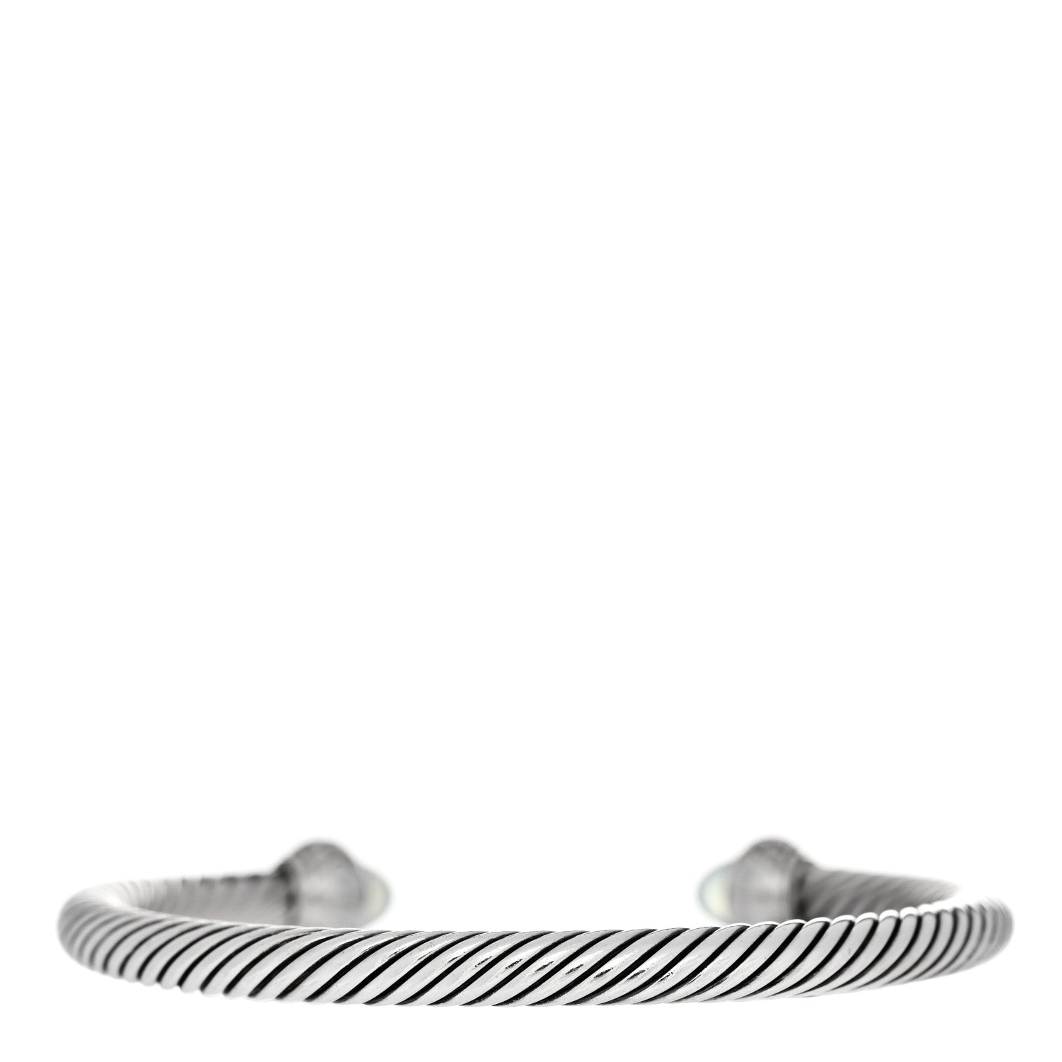 David Yurman Sterling Silver Diamond Chalcedony 5mm Cable Classics Bracelet 2 of 3