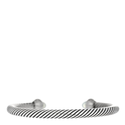 David Yurman Sterling Silver Diamond Chalcedony 5mm Cable Classics Bracelet 2 of 3
