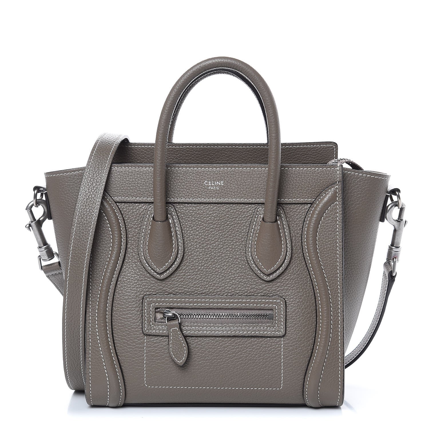Celine Drummed Calfskin Nano Luggage Souris 1 of 11