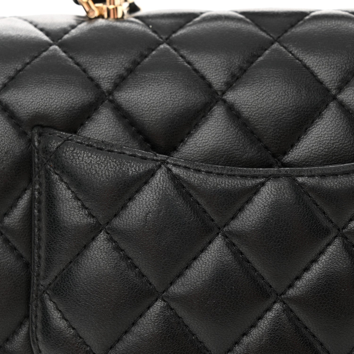 Chanel Lambskin Quilted Mini Lion Charm Top Handle Rectangular Flap Black 15 of 17
