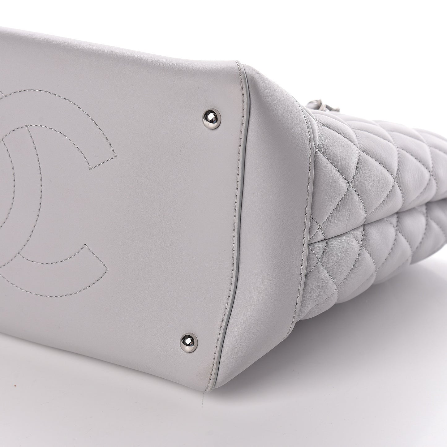 Calfskin Quilted Small Easy Shopping Tote Grey