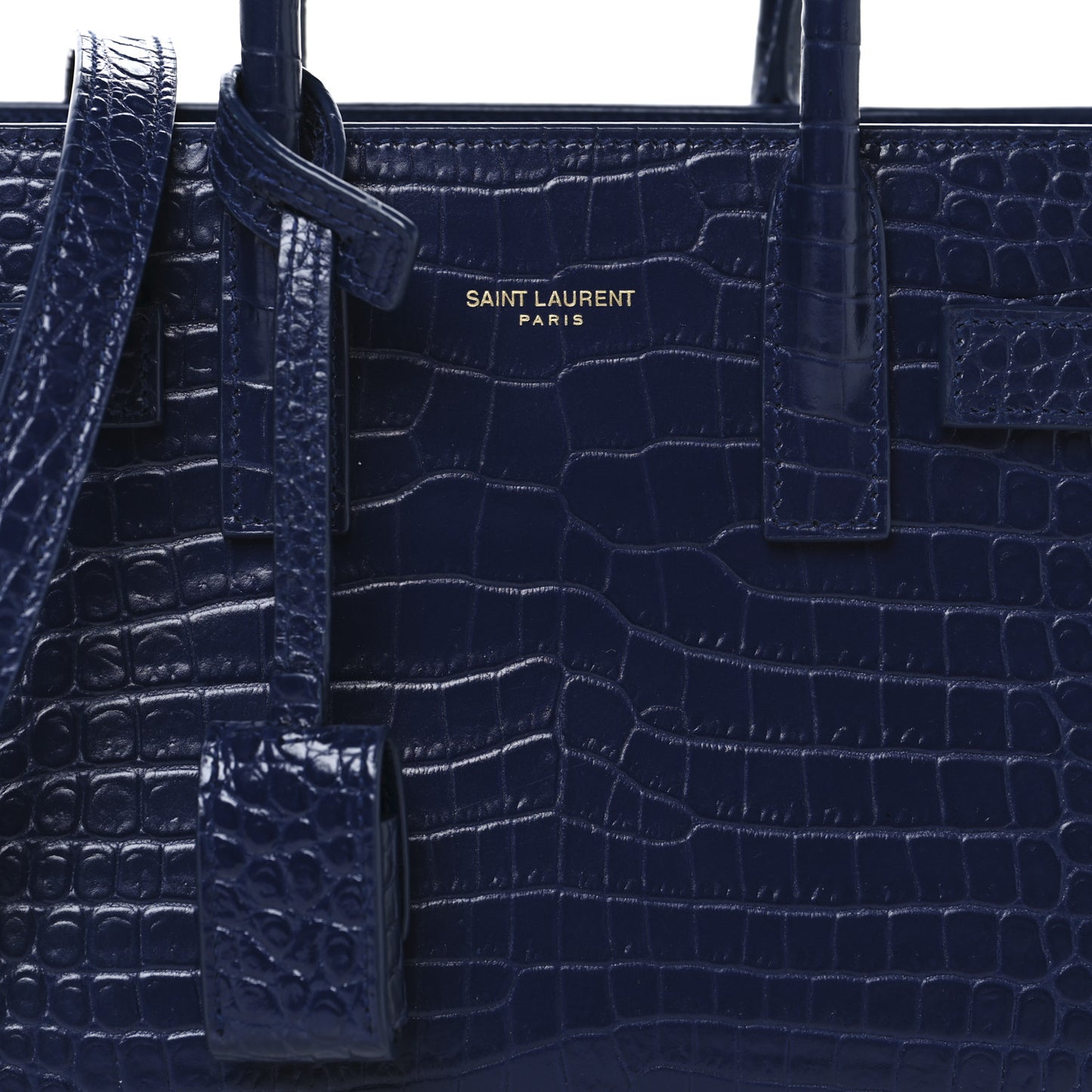 Calfskin Crocodile Embossed Nano Sac De Jour Saphir