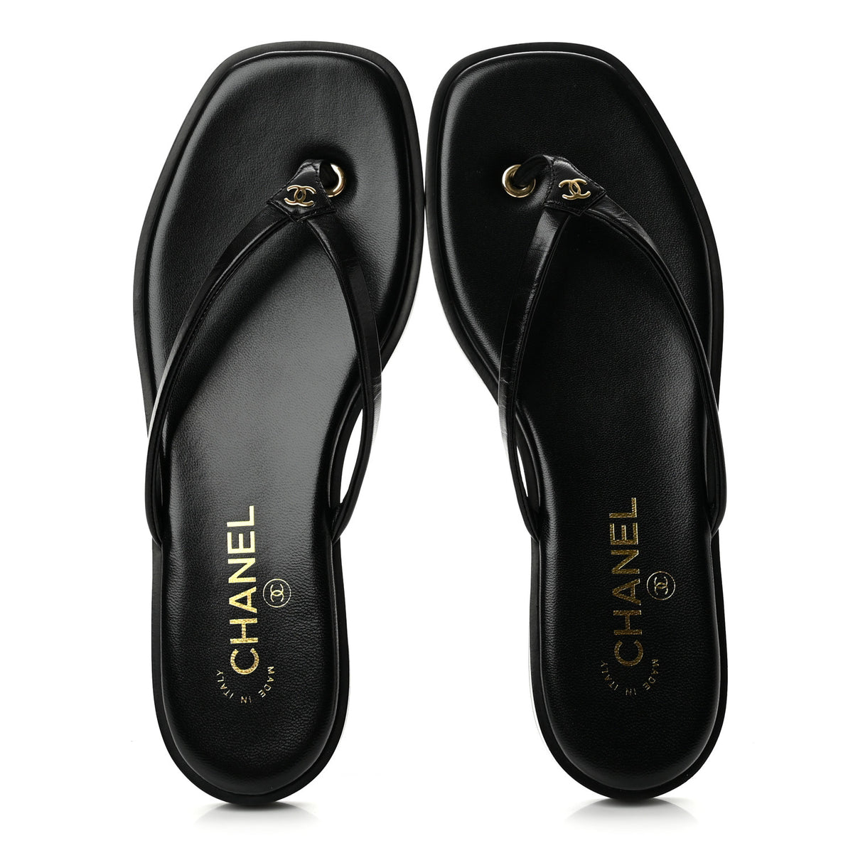 Chanel Goatskin CC Times Square Thong Sandals 39 Black 2 of 10
