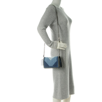 Stella McCartney Eco Denim Chevron Quilted Falabella Crossbody Blue 2 of 9