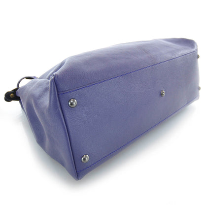 Fendi Goatskin Zucca Large Peekaboo Iconic Satchel Purple 4 of 8