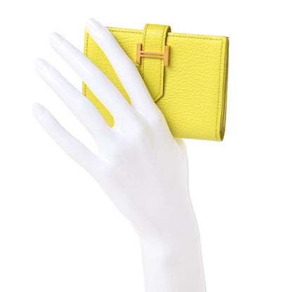 Hermes Chevre Mysore Bearn Card Holder Wallet Lime 2 of 9