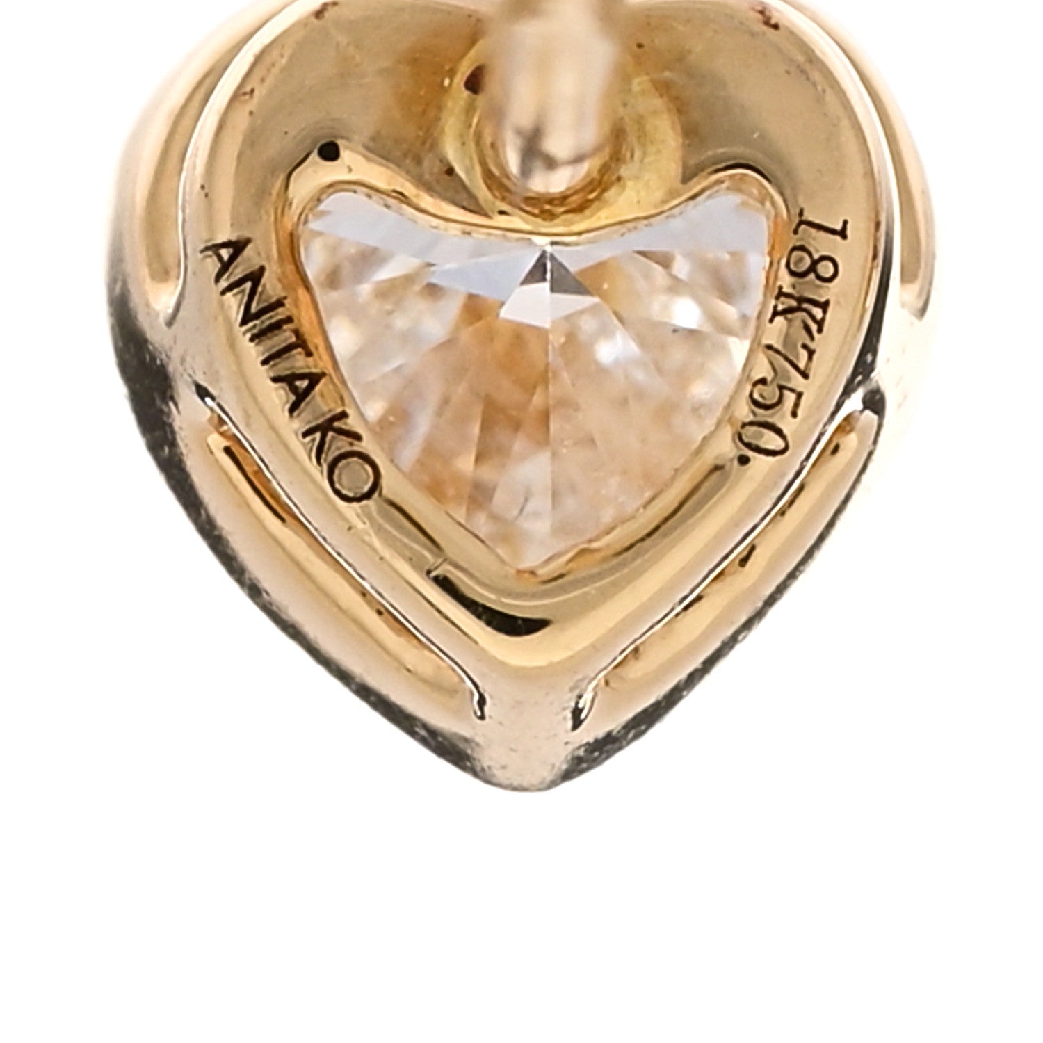 Anita Ko 18K Rose Gold Diamond Bezel Heart Stud Earrings 4 of 5