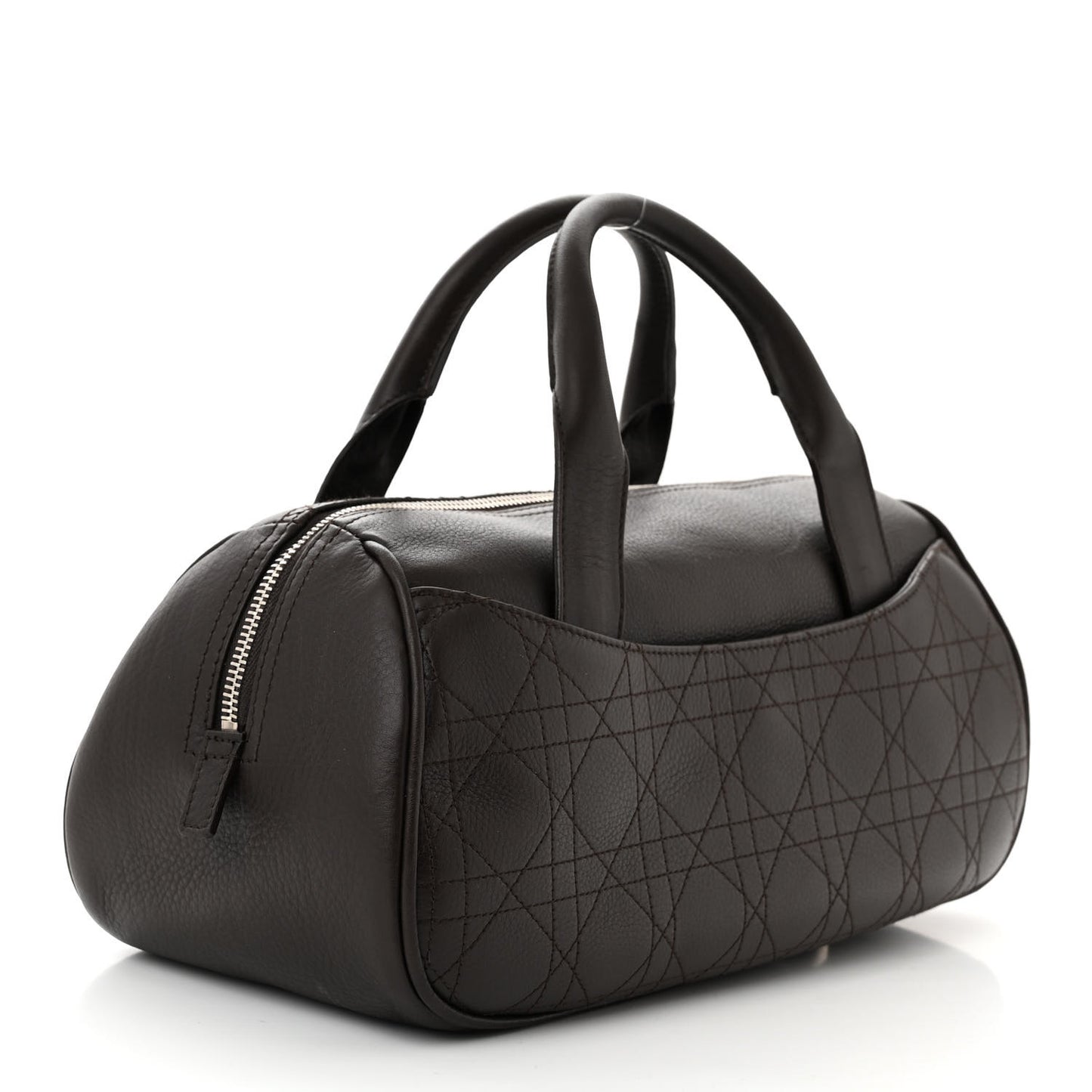 Deerskin Cannage Stitched Boston Dark Brown