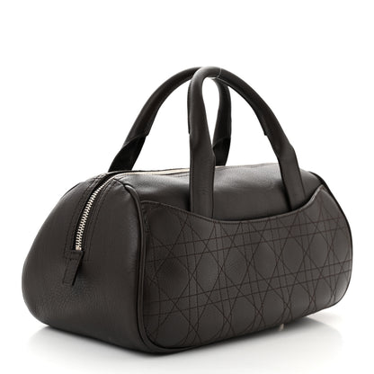Christian Dior Deerskin Cannage Stitched Boston Dark Brown 3 of 11