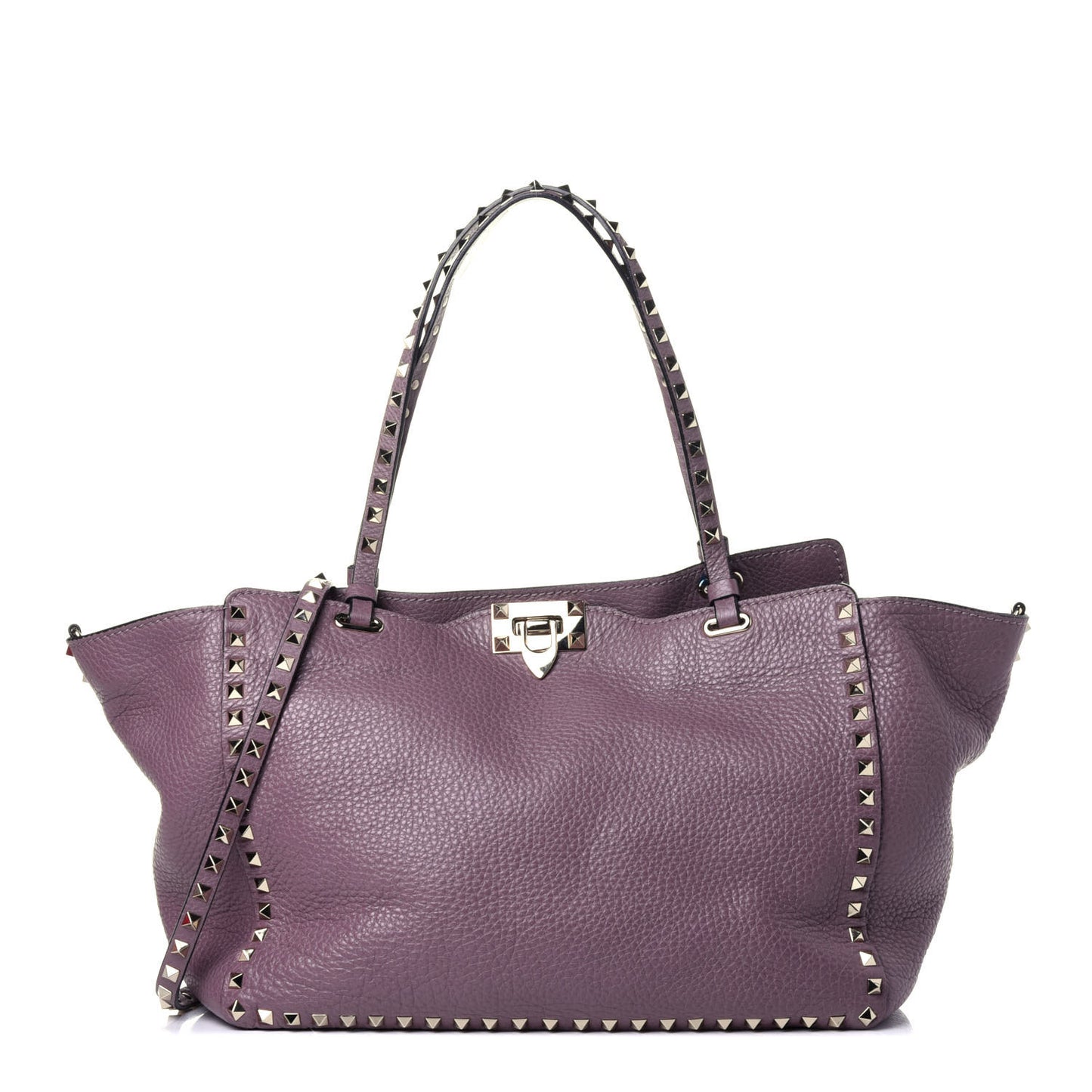 Pebbled Calfskin Medium Rockstud Tote Dark Mauve